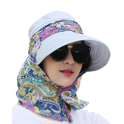 Fashion Multifunctional UPF 50+ UV Sun Protection Breathable Face Neck Flip Folding Sun Hat for Women - color: Gray