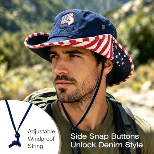 Bucket Hat UV Protection Sun Hat, Boonie Fishing Safari Hats for Outdoors - color: Flag Royal Blue