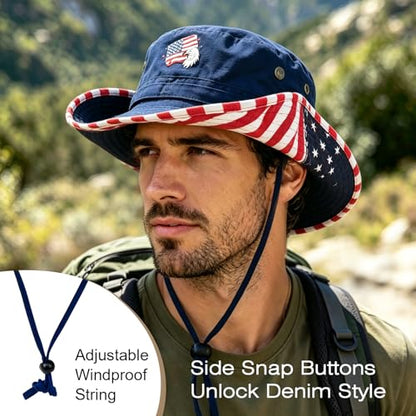 Bucket Hat UV Protection Sun Hat, Boonie Fishing Safari Hats for Outdoors - color: Flag Royal Blue