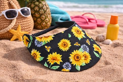 Women's Flower Design Lightweight Packable Foam Visor for Sun Protection & Outdoor Activities - color: Sunflower 8