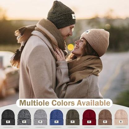 3 Packs Winter Beanie Hats for Men Women, Unisex Soft Warm Thick Beanies, Cuffed Knit Skull Cap - color: Black/Khaki/Green Mix