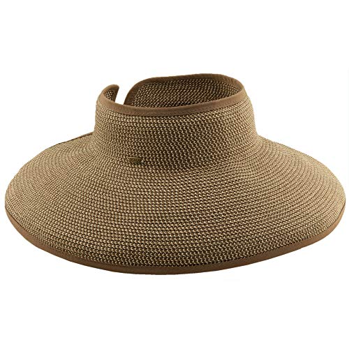 Scala Women's Packable Paper Braid Visor - color: Brown/Natural