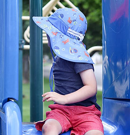 icolor Kids Sun Hat UPF50+ Sun Protection Bucket Hat Toddler Summer Beach Play Hats with Neck Flap for Girl Boy Ages 3~10 - color: Cute Crab
