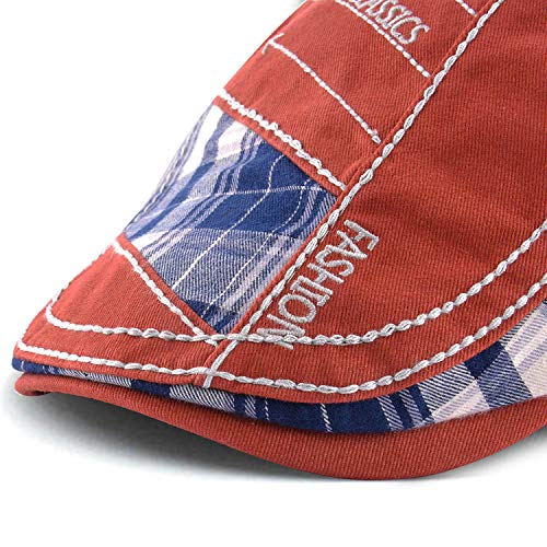 M MOACC Men Beret Hat Cotton Adjustable Newsboy Hats Cabbie Gatsby Cap Driving Flat Caps - color: Hat-t3-burgundy