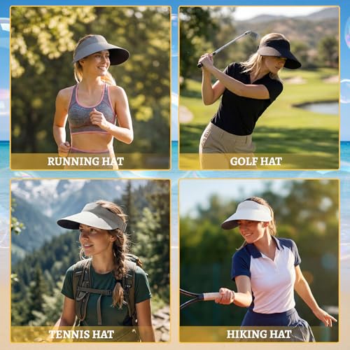 Shyyween 3 Pcs Sun Visor Women - color: Black,white,grey, style: Seamless