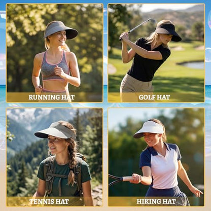 Shyyween 3 Pcs Sun Visor Women - color: Black,white,grey, style: Seamless