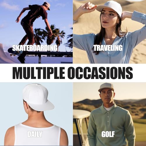Men's Flat Brim Baseball Cap Laser Perforated Snapback Trucker Hat
