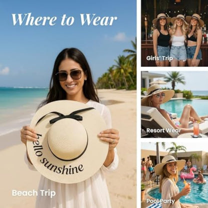 Women's Floppy Sun Hat Wide Brim Beach Vacation Fashion Hat