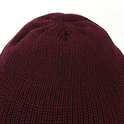 UNDERCONTROL Winter Trawler Fisherman Beanie Men Women Unisex Stylish Plain Docker Skull Hat Roll up Watch Cap Color Pack - color: Wine