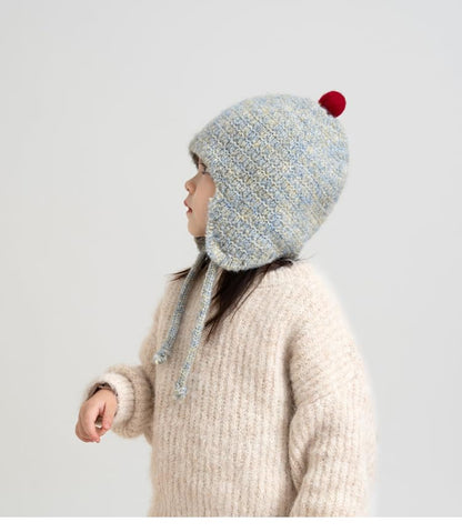 PENINSULA LOVE Toddler Kids Peruvian Beanie Hat Winter Earflap Knitted Beanie Slouchy Ski Snow Hat for Boys Girls 2-6 Years - color: Light Blue