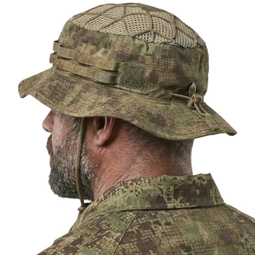 CQR Men's Tactical Boonie Hat, Breathable Packable Sun Hat for Hunting, Hiking, Fishing, Shooting, and Outdoor Activities - color: Sentinel Fractal Camo, size: Small-Medium