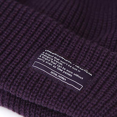 UNDERCONTROL Winter Trawler Fisherman Beanie Men Women Unisex Stylish Plain Docker Skull Hat Roll up Watch Cap Color Pack - color: Purple