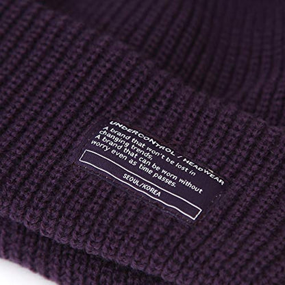UNDERCONTROL Winter Trawler Fisherman Beanie Men Women Unisex Stylish Plain Docker Skull Hat Roll up Watch Cap Color Pack - color: Purple