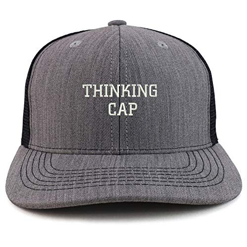 Trendy Apparel Shop Thinking Cap Washed Two Tone Trucker Baseball Cap - color: Heather Black