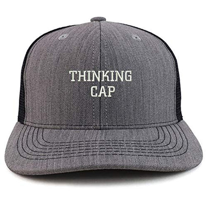 Trendy Apparel Shop Thinking Cap Washed Two Tone Trucker Baseball Cap - color: Heather Black