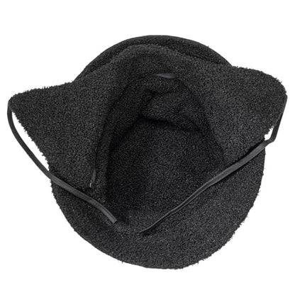 Winter Rain Bucket Hat,Fleece Lined Waterproof,Warm Women Ear Flaps - color: Black
