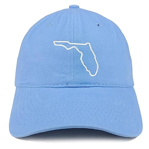 Trendy Apparel Shop Florida State Outline State Embroidered Cotton Dad Hat - color: Carolina Blue