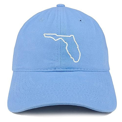 Trendy Apparel Shop Florida State Outline State Embroidered Cotton Dad Hat - color: Carolina Blue