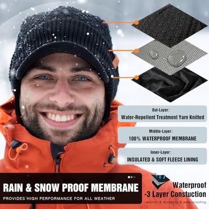 TOP-EX DryKnit™ 50% Merino Wool Waterproof Brim Beanie, Polartec™ Lined - color: Updated Earflap Style#green (Waterproof), size: Small-Medium