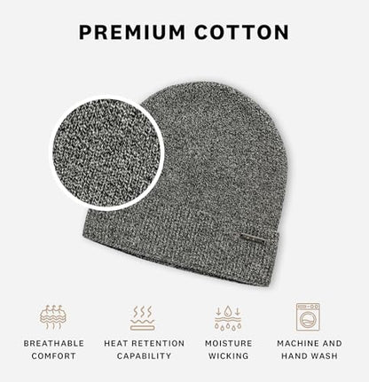 Revony 100% Cotton Men’s Skull Beanie – Soft, Structured, Everyday Comfort - color: Black and White