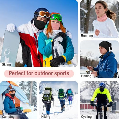 LUOLIIL VOE 2 Pack Winter Neck Gaiter Warmer for Men&Women,Windproof Face Cover Fleece Face Mask Scarf for Cold Weather Sport - color: Black+pink