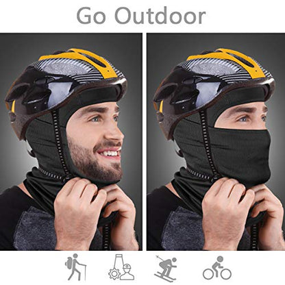 Achiou Ski Mask for Men and Women, Lightweight UV Balaclava Face Cover - color: Black