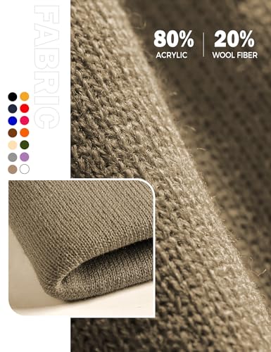 Beanie Hats for Men Women Knit Winter Hat, Warm Skull Stocking Cap, Striped Snow Hat Heated Cuffed Beanie - color: 2p-black+deep Khaki