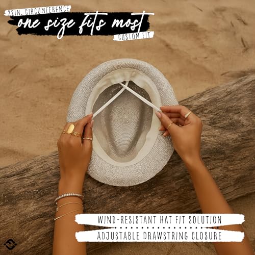 Funky Junque Short Brim Fedora Packable Sun Hat for Women - color: Sequin - Cream