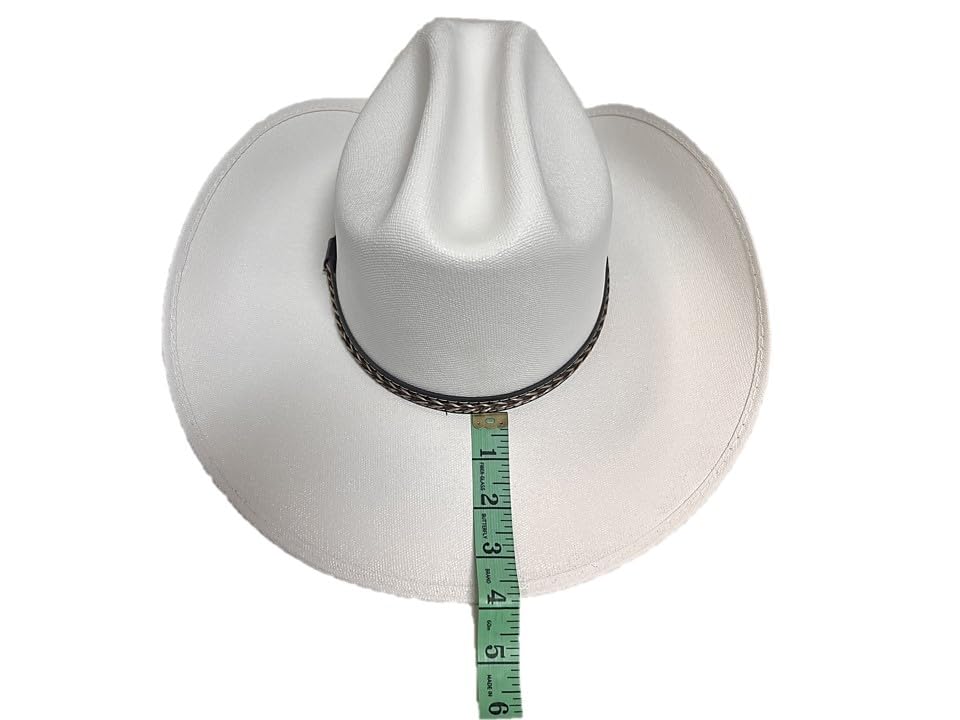 Mrlahat Western Cowboy & Cowgirl Hat Wide Brim Front Pinch Style - color: White, size: Small-Medium