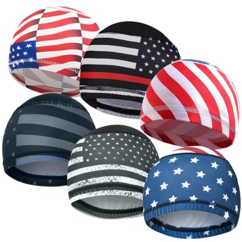 Cooling Skull Caps Helmet Liner Hard Hat Sweat Liner Motorcycle Cycling Cap - color: 6pcs Flag Style