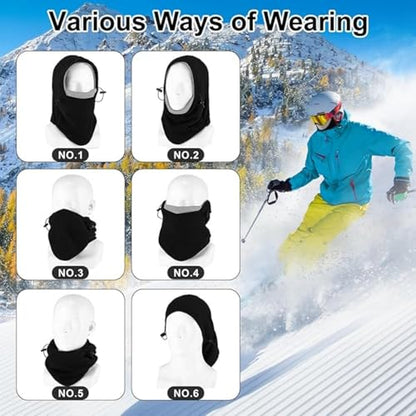 Frienda 2 Pcs Balaclava Ski Mask Windproof Warmer Fleece Adjustable Winter Mask Face Cover for Men Women - color: Black Mixed Grey,wine Red