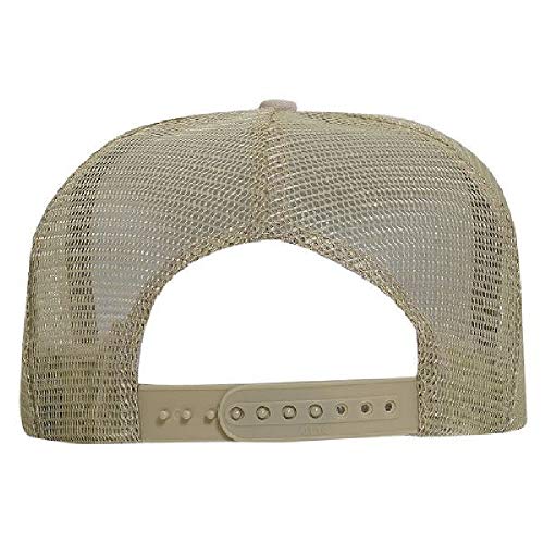 OTTO Polyester Foam Front 5 Panel High Crown Mesh Back Trucker Hat - color: Khaki