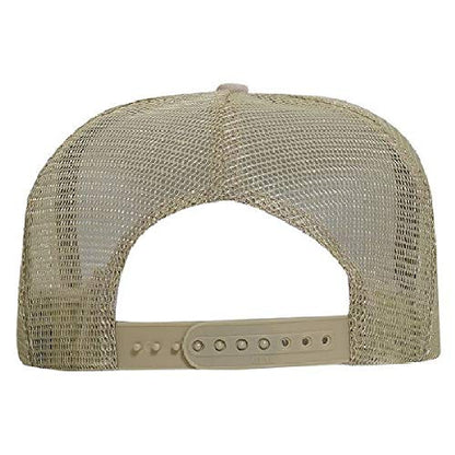 OTTO Polyester Foam Front 5 Panel High Crown Mesh Back Trucker Hat - color: Khaki