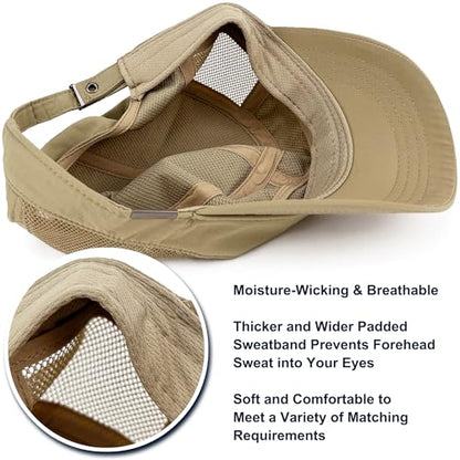 Loneshark Water Resistant Military Hat Quick Dry Cadet Cap Army Flat Top - color: Sport-logo-w-mesh-khaki