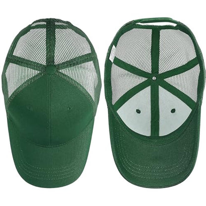 Falari Trucker Hat Baseball Cap Structured Plain Design 6 Panel, Adjustable Size - color: 1pk Hunter Green