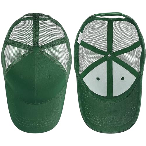 Falari Trucker Hat Baseball Cap Structured Plain Design 6 Panel, Adjustable Size - color: 1pk Hunter Green