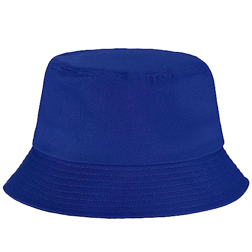 Unisex Cotton Packable Bucket Hat Sun Hat Plain Colors for Men Women - color: Royal Blue