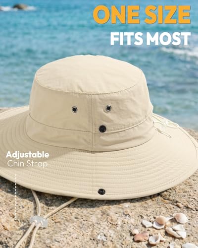 Women Sun Hat with Ponytail Hole Wide Brim Bucket Sun Protection for Summer - color: Beige