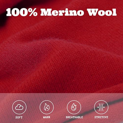 ACUSHLA 100% Merino Wool Slouchy Beanie for Women Men Winter Hat Skull Cap - color: Red