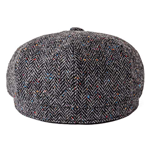 BOTVELA Men's 8 Panel Wool Blend Newsboy Flat Cap - color: Flecked Grey, size: 7 7/8
