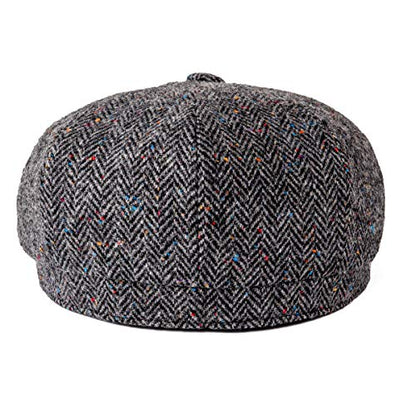 BOTVELA Men's 8 Panel Wool Blend Newsboy Flat Cap - color: Flecked Grey, size: 7 7/8