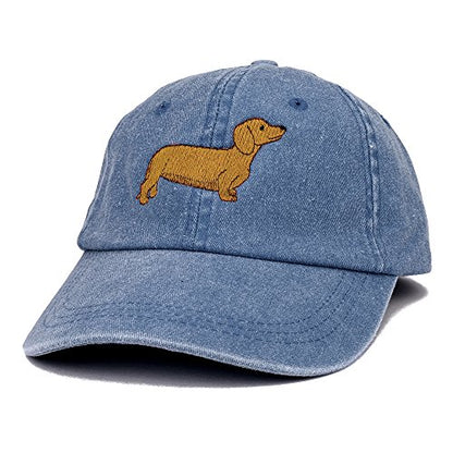 Trendy Apparel Shop Dachshund Embroidered Dog Theme Low Profile Dad Hat Cotton Cap - color: Navy