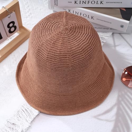 Eigso Womens Mesh Woven Bucket Hats Summer Outdoor Beach Straw Bucket Hat for Woman Packable Beach Hat - color: A4 : Khaki