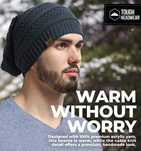 Tough Headwear Slouchy Oversized Beanie Hat - Warm Winter Hats for Women - Stretch Fit Mens Beanie - color: Dark Gray