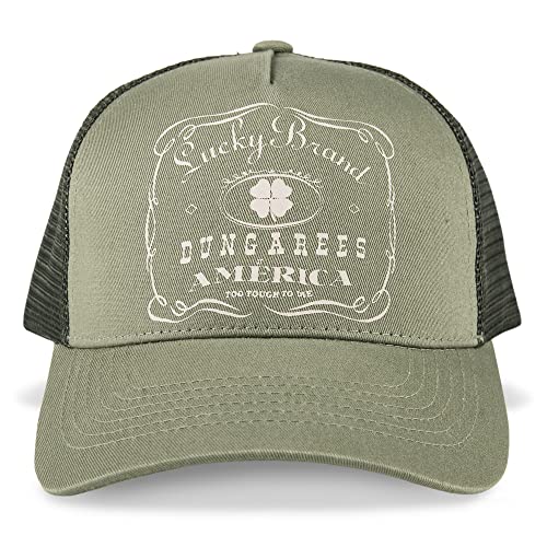 Lucky Brand Trucker Hat | Snapback | Adjustable | Mesh Back | Retro | Baseball Cap | Golf | Fishing | American Heritage - color: Vintage Trucker - Moss