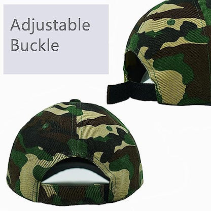 Glory Max Plain Baseball Cap Hook & Loop Strap Adjustable Solid Blank Curved Visor Hat - color: Woodland Camo