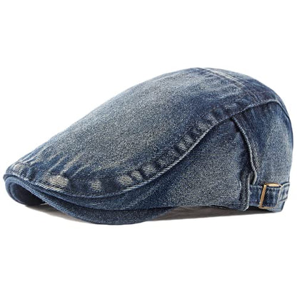 2 Pack Mens Denim Cotton Newsboy Cap Ivy Gatsby Driving Hunting Cabbie Hats - color: 2 Pack-g