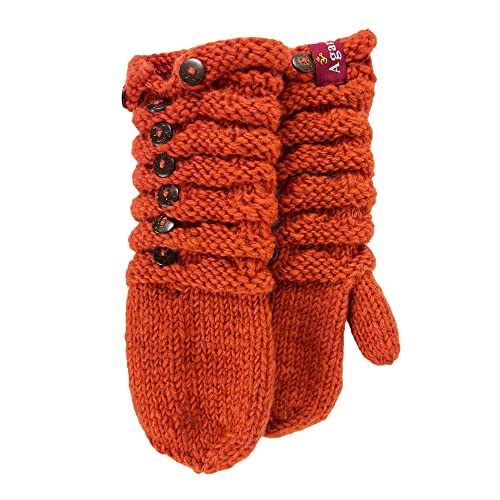 Agan Traders Women's 2026 Winter Mitten Hat Warm Fleece Lined Oversized Thick Chunky Slouchy From Nepal - color: Rust Multi