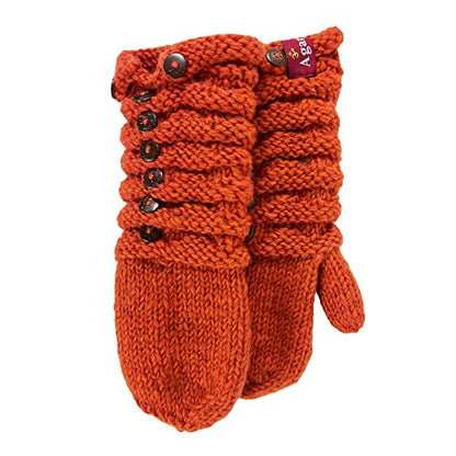 Agan Traders Women's 2026 Winter Mitten Hat Warm Fleece Lined Oversized Thick Chunky Slouchy From Nepal - color: Rust Multi