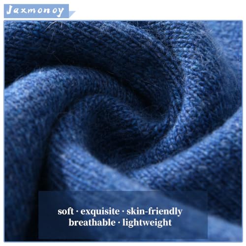 jaxmonoy Slouchy Knit Beanies Winter Hats for Women Men Soft Warm Reversible Slouch Cuffed Skull Knitted Beanie Cap - color: Denim Blue